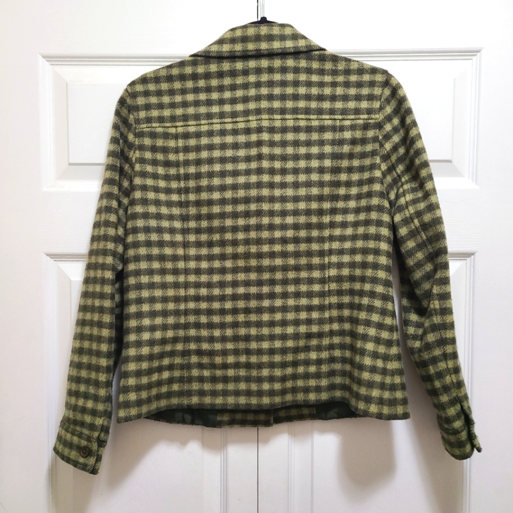 Talbots Flannel Wool blend Check Plaid Women's Jacket Blazer 8 shacket vtg - Picture 3 of 12